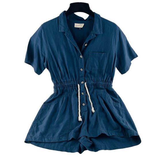 Universal Threads Pants - Universal Threads Romper Shorts Women's size Small Linen Rayon Navy Blue